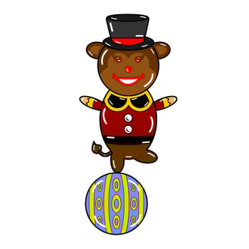 a cute monkey wearing a magician hat and clever acrobatic vector