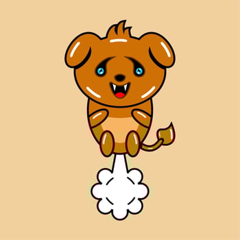 vector cartoon for dog fart jumping funny