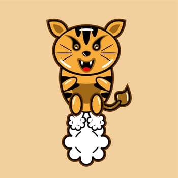 vector cartoon for baby tiger fart jumping funny