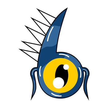 cute monster number 6.eps vector