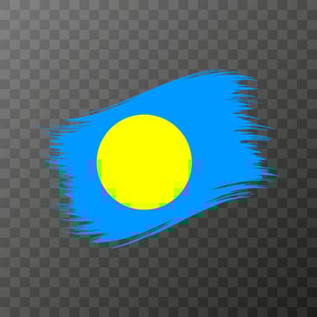 Palau national flag. Grunge brush stroke. vector