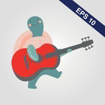 Cute sea turtle cartoon isolated on grey background vector