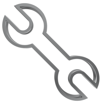 3D spanner icon on transparent background png