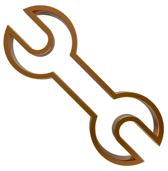 3D spanner icon on transparent background png