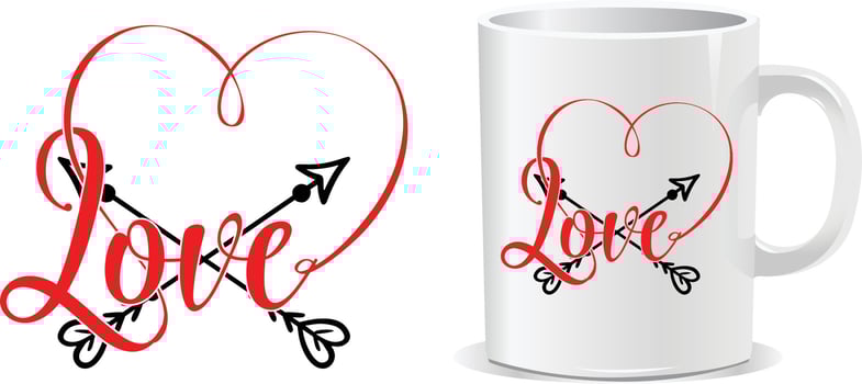 Love heart Happy valentine's day quotes mug design vector