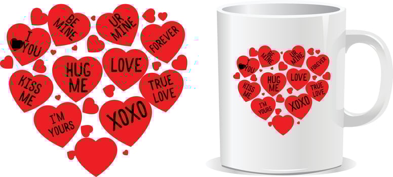 Heart Happy valentine's day quotes mug design vector