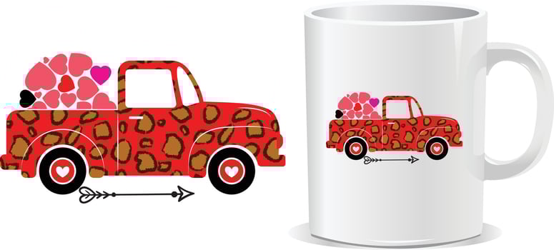 Love truck Happy valentine's day mug design vector