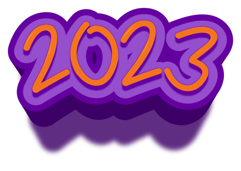 2023 happy new year eve gold purple text glitter shiny png