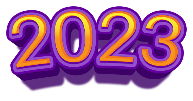 2023 happy new year eve gold purple text glitter shiny png