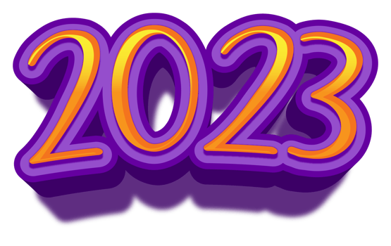 2023 happy new year eve gold purple text glitter shiny png