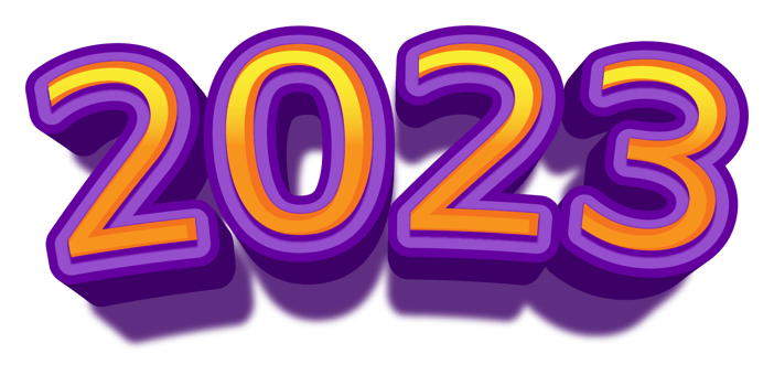 2023 happy new year eve gold purple text glitter shiny png