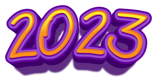 2023 happy new year eve gold purple text glitter shiny png