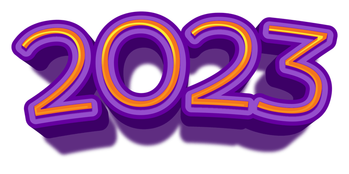 2023 happy new year eve gold purple text glitter shiny png