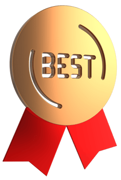 3D badge with ribbons icon on transparent background png