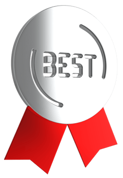 3D badge with ribbons icon on transparent background png