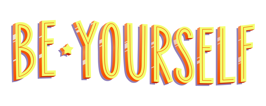 Be yourself with 3d effect and lights. Vibrant hot colors. png