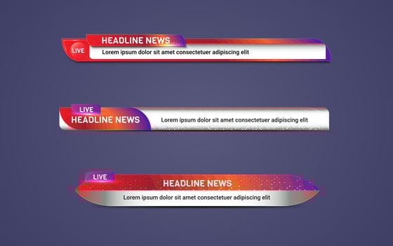 Broadcast news lower third modern colorful banner template for television, video and media channel vector