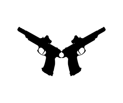 Silhouette Pistol Gun Pistol for Art Illustration, Logo, Pictogram, Website or Graphic Design Element. Vector Illustration