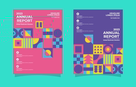 Colorful Geometric Shape Annual Report Cover Template vector