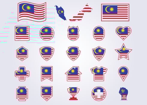 bundle of Malaysia icon flag symbol sign vector illustration design