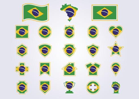 bundle of Brazil icon flag symbol sign vector illustration design