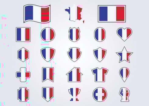 bundle of France icon flag symbol sign vector illustration design