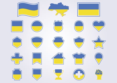 bundle of Ukraine icon flag symbol sign vector illustration design