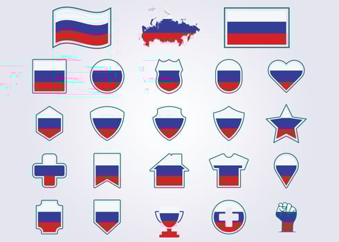 bundle of Russia icon flag symbol sign vector illustration design