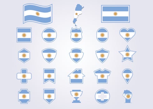 bundle of Argentina icon flag symbol sign vector illustration design
