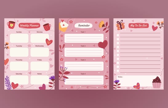 Valentine Journal Templates vector