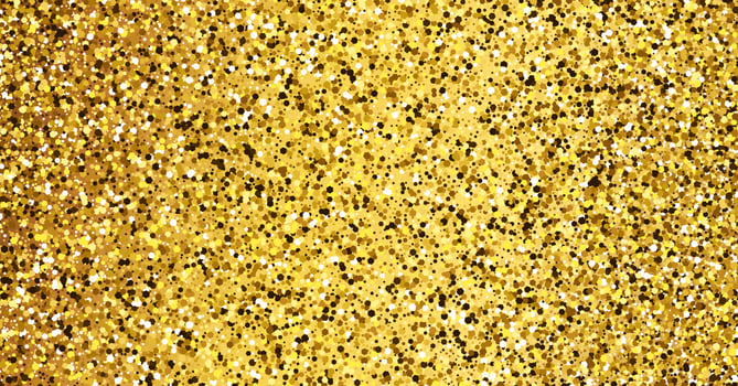 Golden glittering background with gold sparkles and glitter effect. Banner design. Empty space for your text. Vector illustration