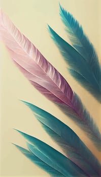 Background with feathers of pastel colors vector