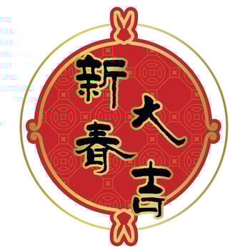 Chinese new year icon with Chinese word characters. Translation Lucky New Year vector