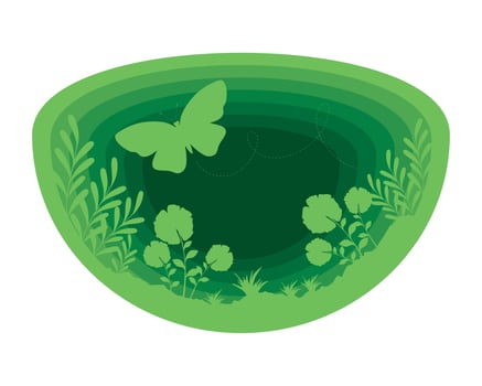 butterfly and nature paper art vector
