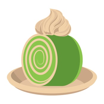 matcha roll pastry vector