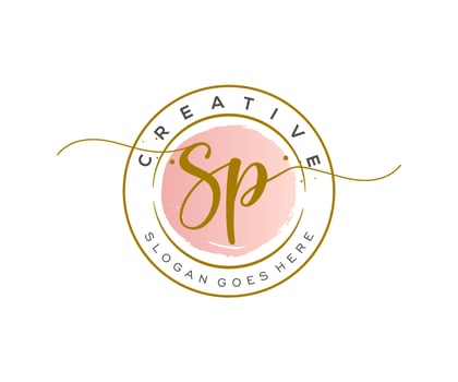 initial SP Feminine logo beauty monogram and elegant logo design, handwriting logo of initial signature, wedding, fashion, floral and botanical with creative template. vector