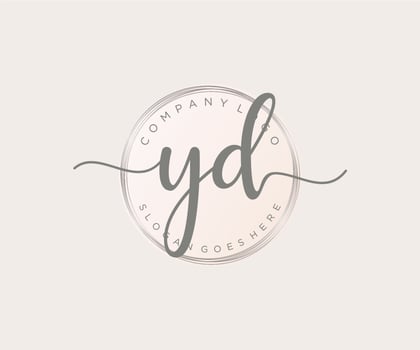 Initial YD feminine logo. Usable for Nature, Salon, Spa, Cosmetic and Beauty Logos. Flat Vector Logo Design Template Element.