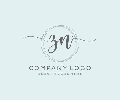 Initial ZN feminine logo. Usable for Nature, Salon, Spa, Cosmetic and Beauty Logos. Flat Vector Logo Design Template Element.