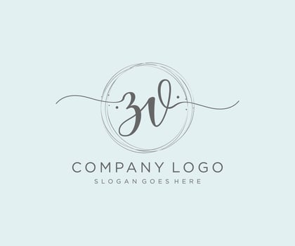 Initial ZV feminine logo. Usable for Nature, Salon, Spa, Cosmetic and Beauty Logos. Flat Vector Logo Design Template Element.