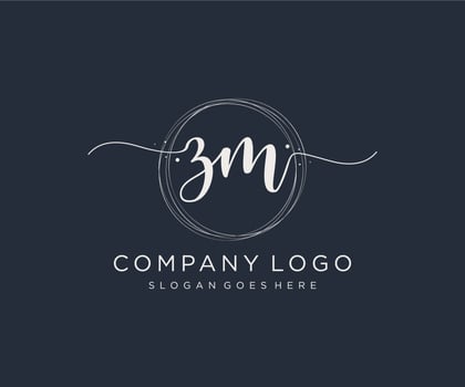 Initial ZM feminine logo. Usable for Nature, Salon, Spa, Cosmetic and Beauty Logos. Flat Vector Logo Design Template Element.