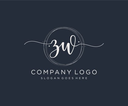 Initial ZW feminine logo. Usable for Nature, Salon, Spa, Cosmetic and Beauty Logos. Flat Vector Logo Design Template Element.