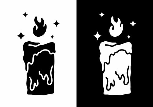 Illustration tattoo of a melted candle vector