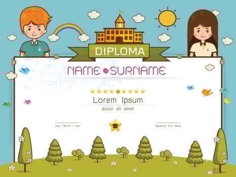 Certificate kids diploma vector