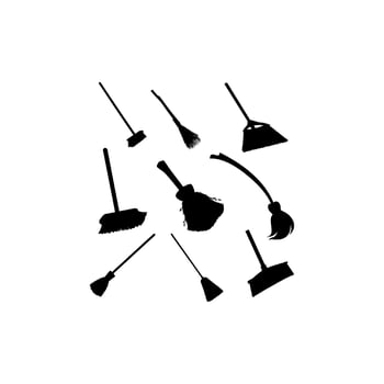 broom set icon silhouette creative design vector