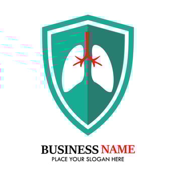 Lungs logo design template illsutration. there are lungs and shield. this is good for medical, education, factory, laboratury, industrial etc vector