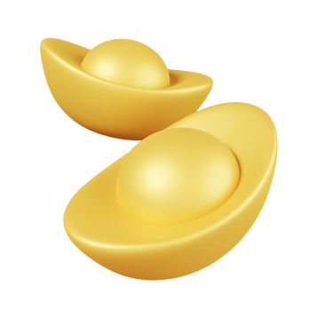 Money, gold coins or gold ingots isolated. Chinese new year elements icon. 3D illustration png