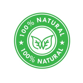 100 percen Natural logo design template illustration. Suitable for product label. vector