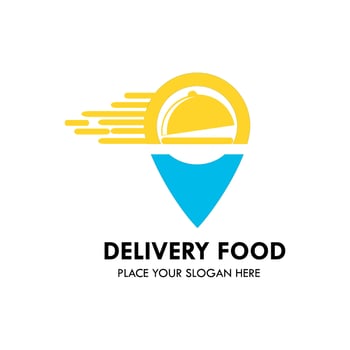 Delivery food logo design template illustration. There are pin and food vector