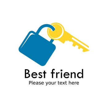 Best friend logo design template illustration. there are key and  padlock vector