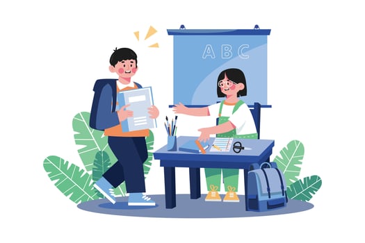 Students Prepare School Supplies Illustration concept on white background vector